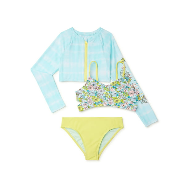Wonder Nation Three Piece Swim Set with UPF 50+ Sun Protection & Plus