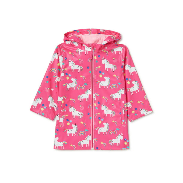Pink Platinum Toddler Girls Unicorn Print Rain Jacket with Hood - 2 T - Pink