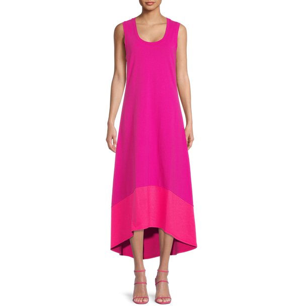 Time And Tru Womens Sleeveless High-Low Pique Knit Dress
