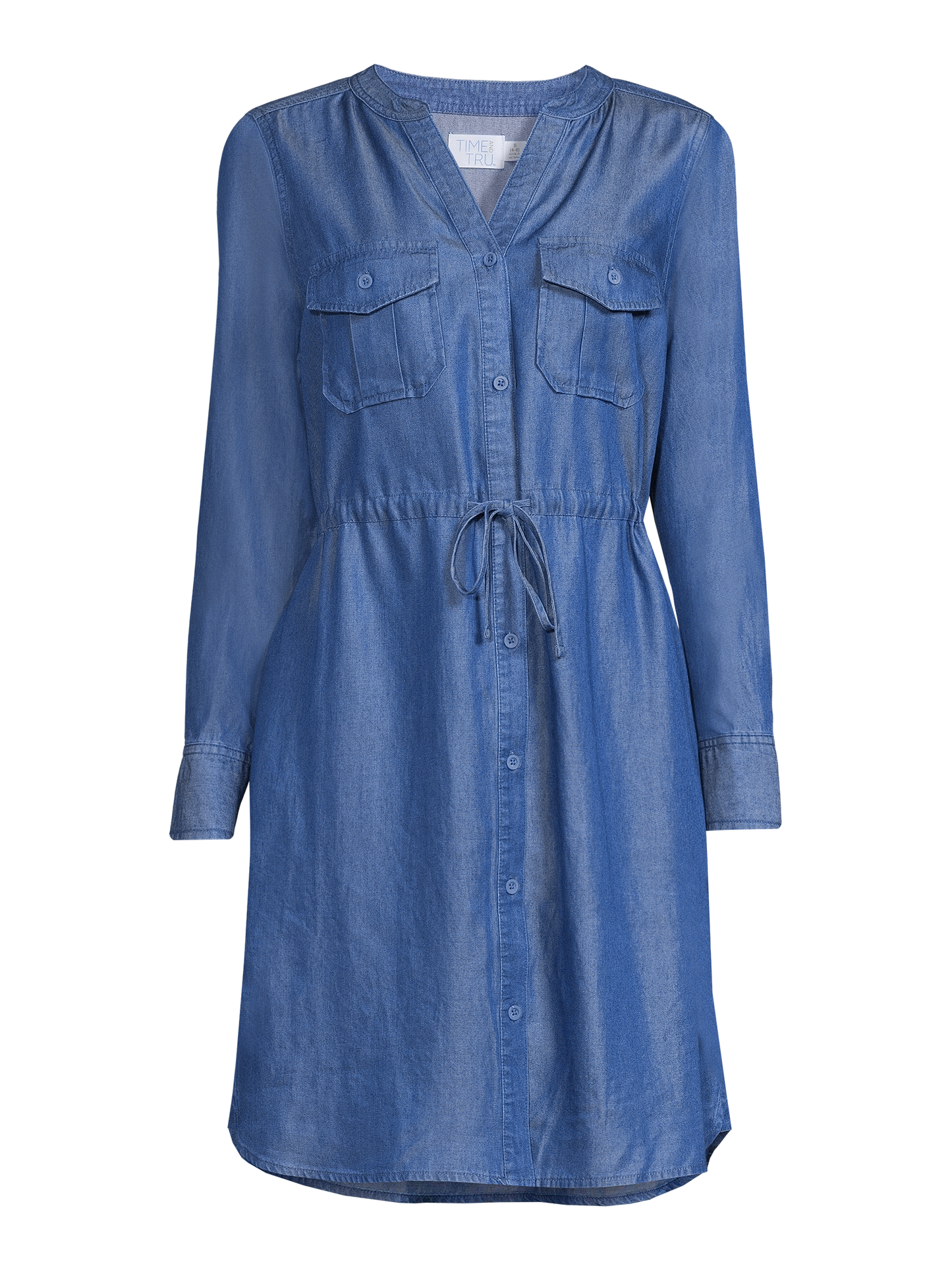 Time & Tru Womens Long Sleeve Utility Shirt Dress