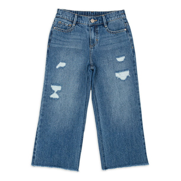 Wonder Nation Girls Denim Cropped Wide Leg Jean & Plus