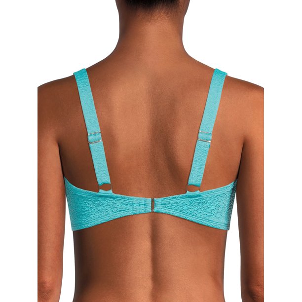 Time And Tru Womens Popcorn Texture Swimsuits Top and Bottom Set