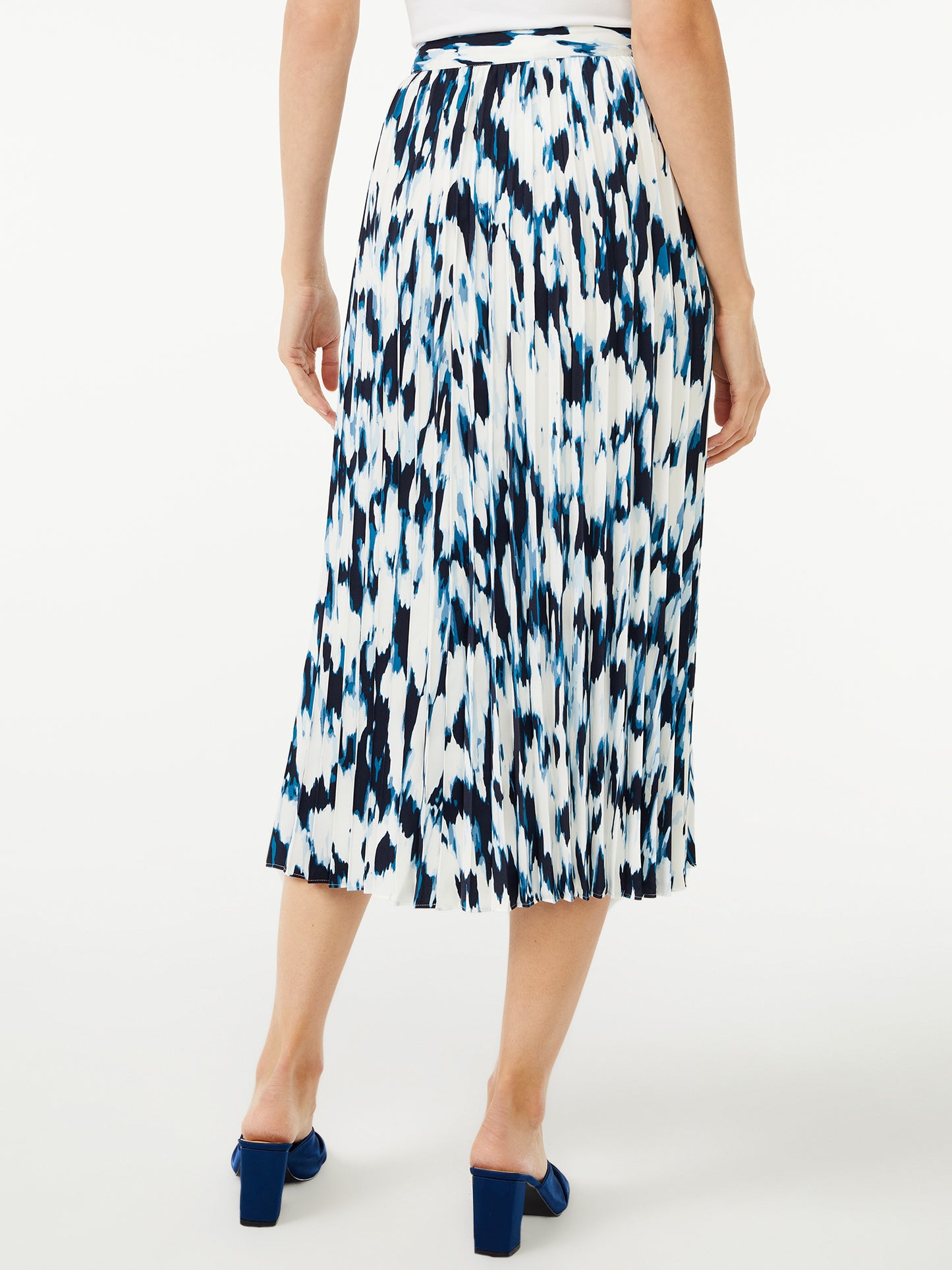 Scoop Women's Pleated Matte Satin Midi Skirt