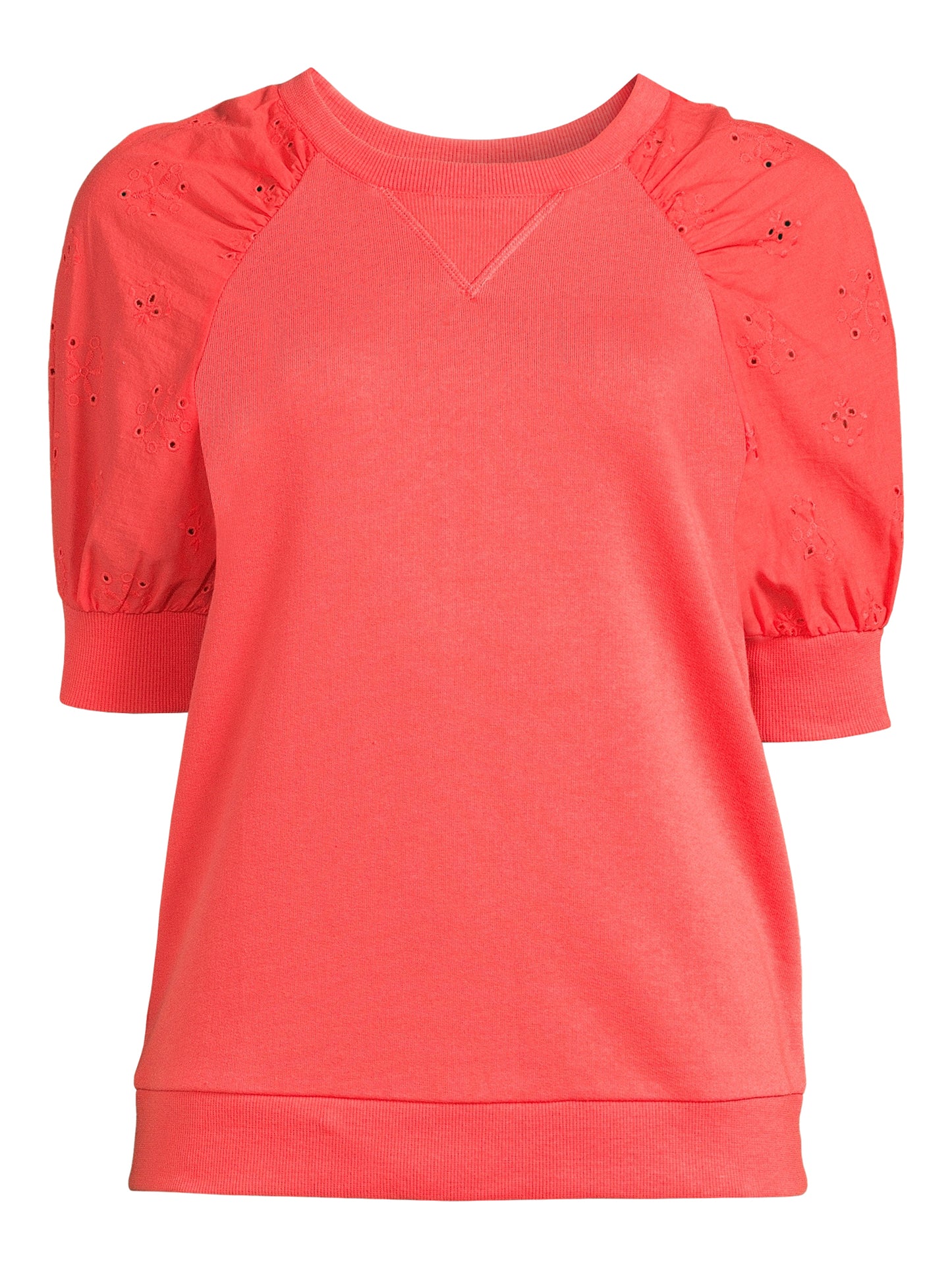 The Get Womens Eyelet Short Sleeve Sweatshirt