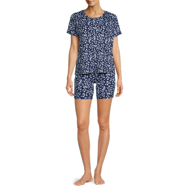 Be Yourself Womens Short Sleeve T-Shirt and Biker Shorts, 2-Piece Sleep Set
