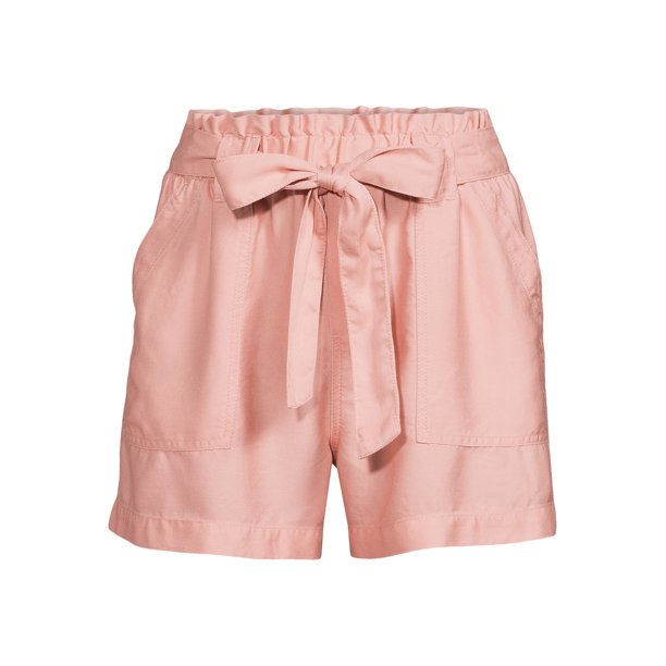 Time and Tru Womens Belted Waist Mid Rise Soft Short