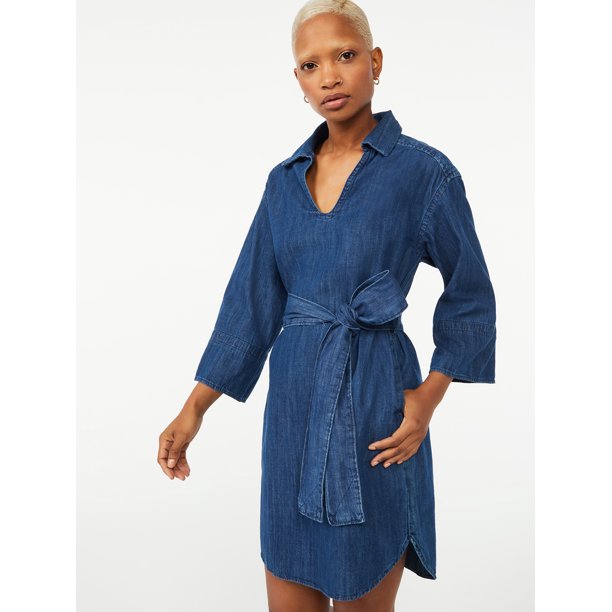 Free Assembly Women's Shift Dress with Square Sleeves