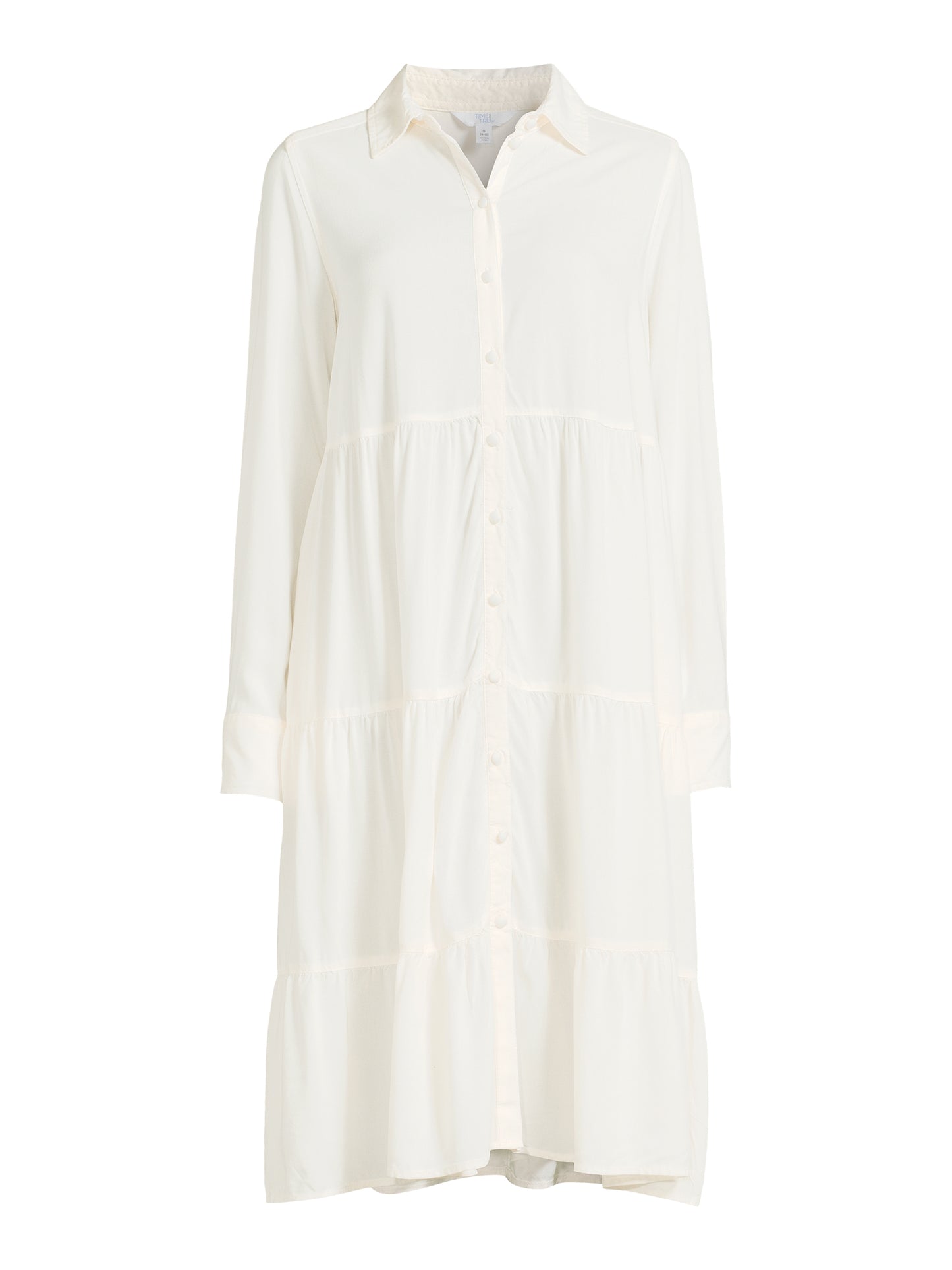 Time and Tru Womens Long Sleeve Tiered Dress with Pockets