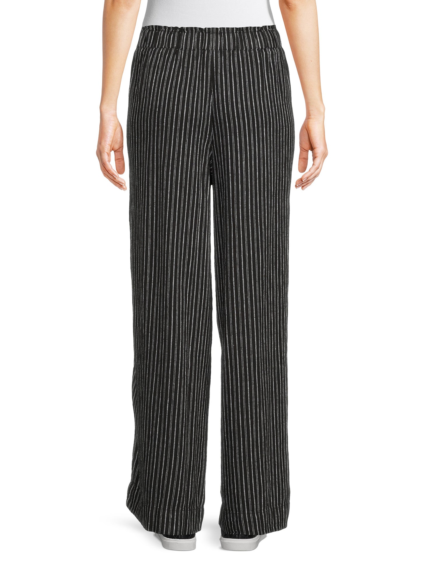 Time and Tru Women's High Rise Wide Leg Full Length Linen Pants