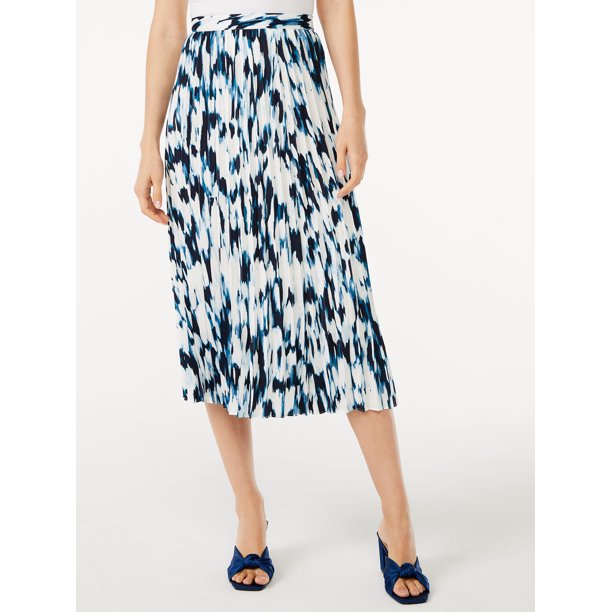 Scoop Women's Pleated Matte Satin Midi Skirt