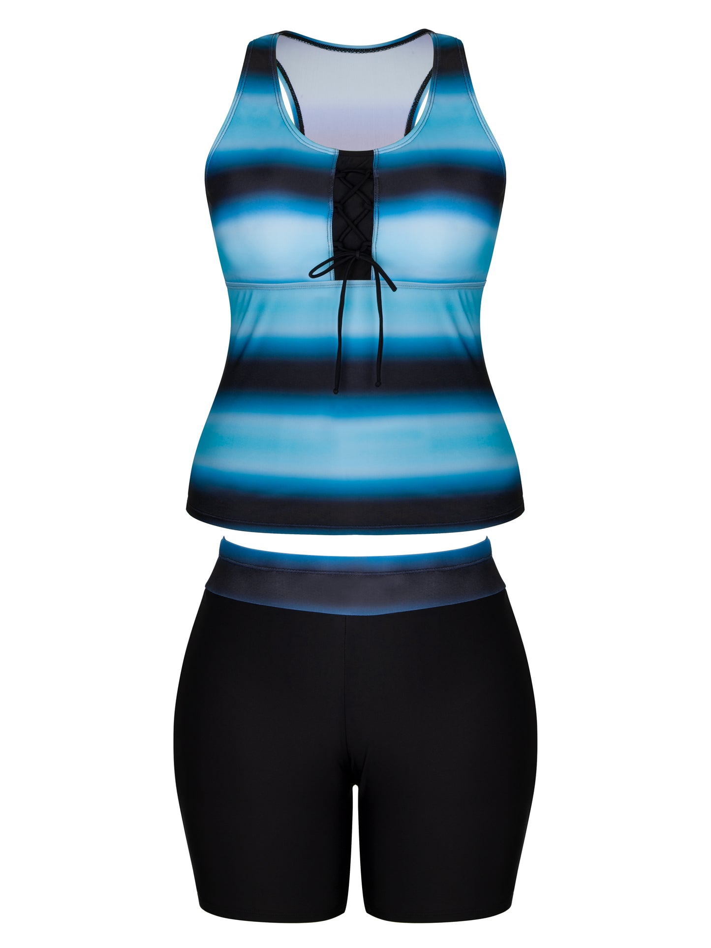 Chama Womens Plus Size Racerback Tankini Swimsuits with Swim Capris Two Piece Color Block Athletic B