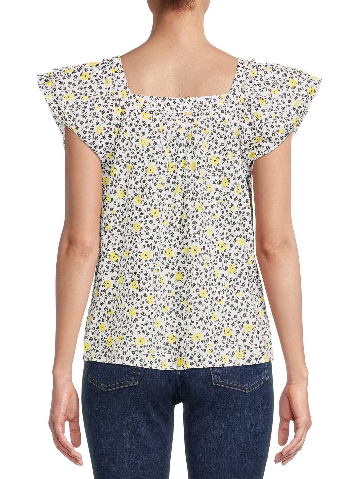 The Get Womens Pleated Ruffle Top