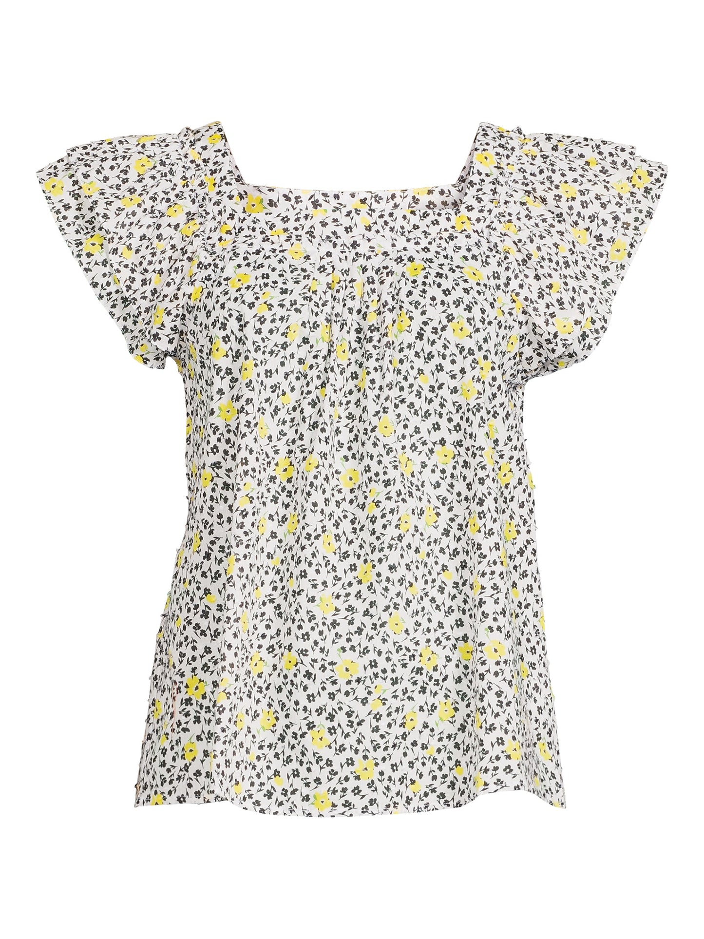 The Get Womens Pleated Ruffle Top