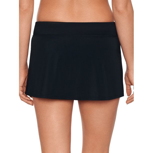 Avia Womens Rich Black Mid Rise Skirt Swimsuit