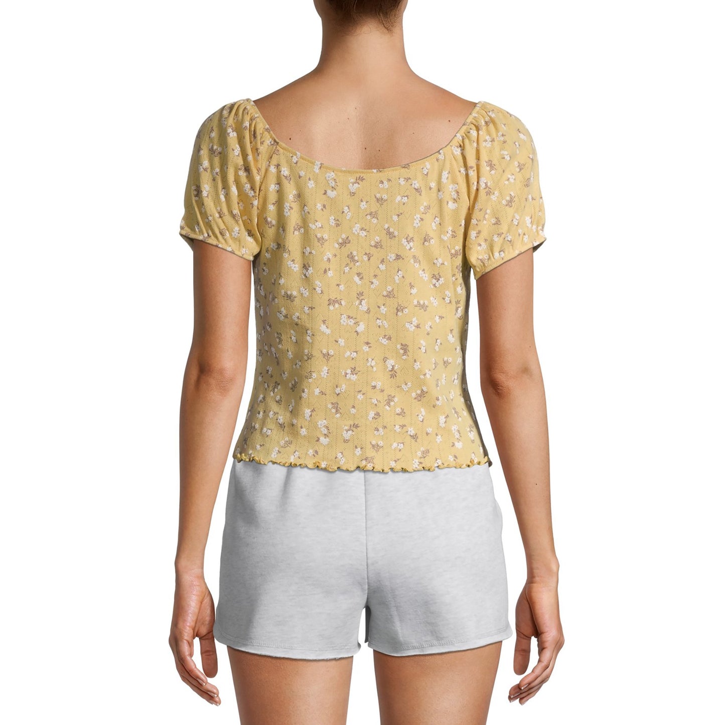 Wild Skye Womens Juniors Puff Sleeve T-Shirt