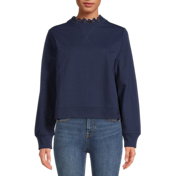 Time and Tru Womens Eyelet Sweatshirt