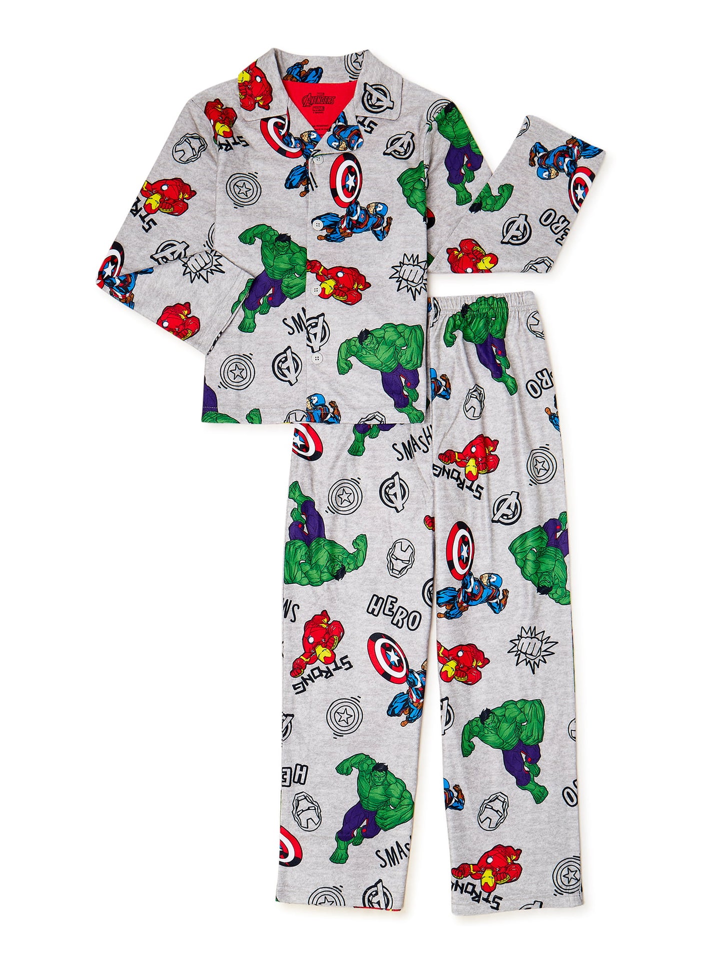 The Avengers Boys Printed Pajama Set, 2-Piece - 6 - Grey