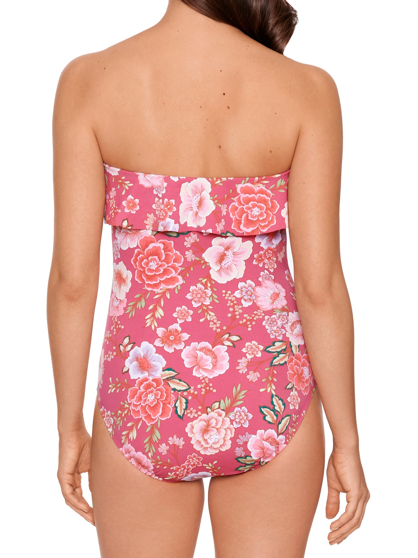 Time and Tru Womens Spring Vibes Strapless One Piece Swimsuit