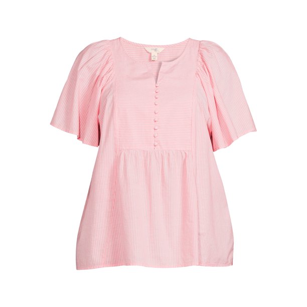 Terra & Sky Women's Plus Size Peplum Woven Top