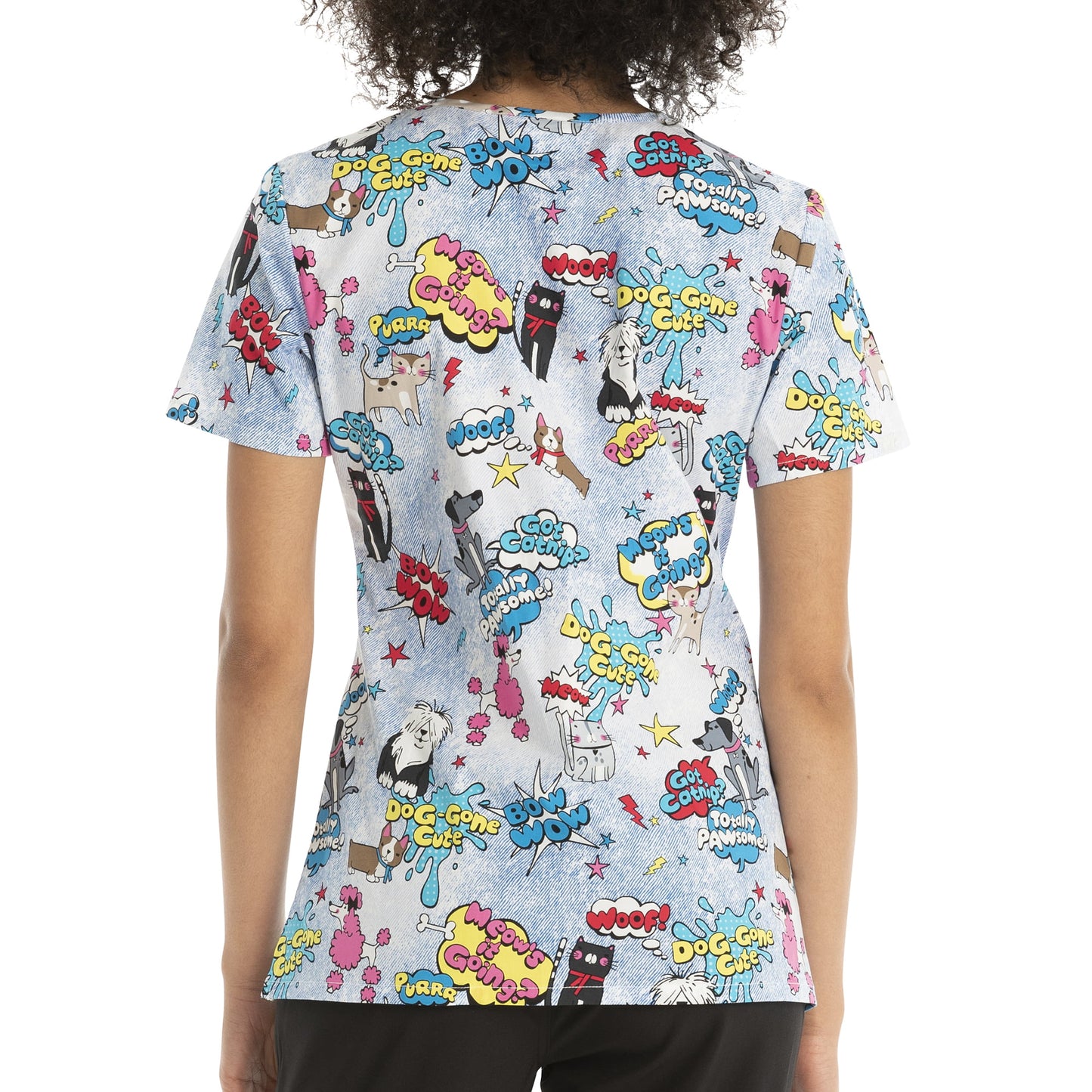 Scrubstar Womens Totally Pawsome Printed V-Neck Scrub Top