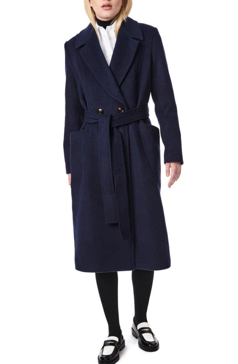 BERNARDO Belted Wool Blend Longline Coat (Women)