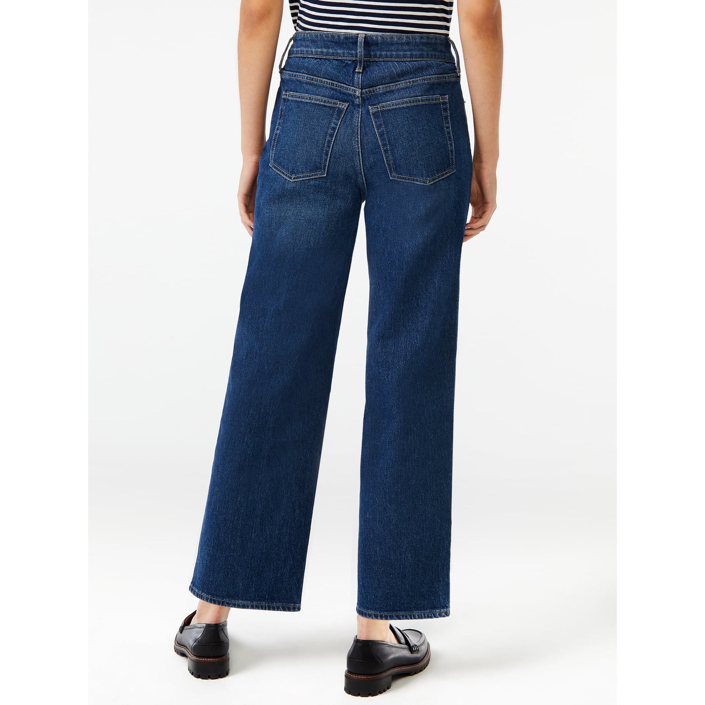 Free Assembly Women's Cropped Wide High Rise Straight Jeans