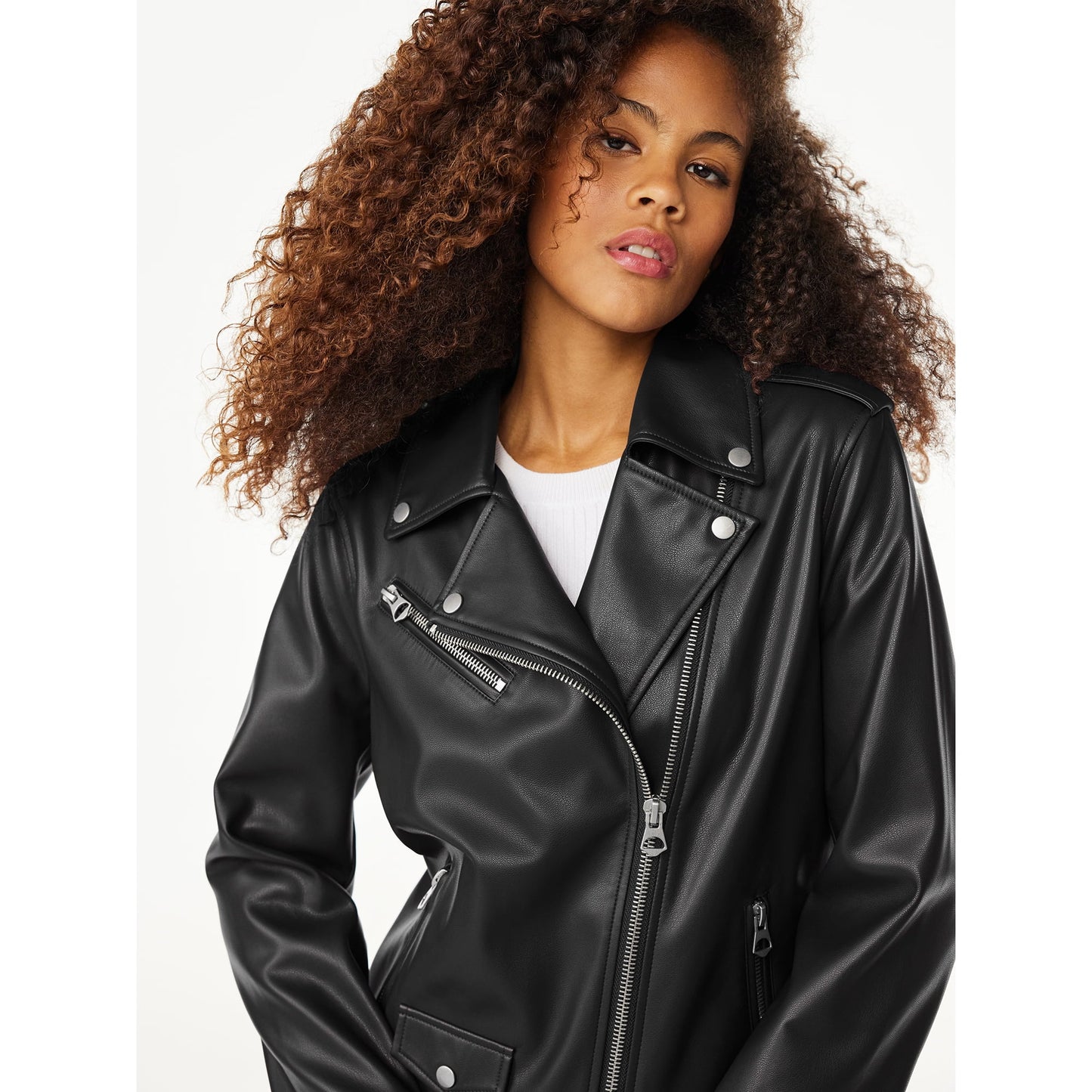 Scoop Womens Faux Leather Moto Jacket