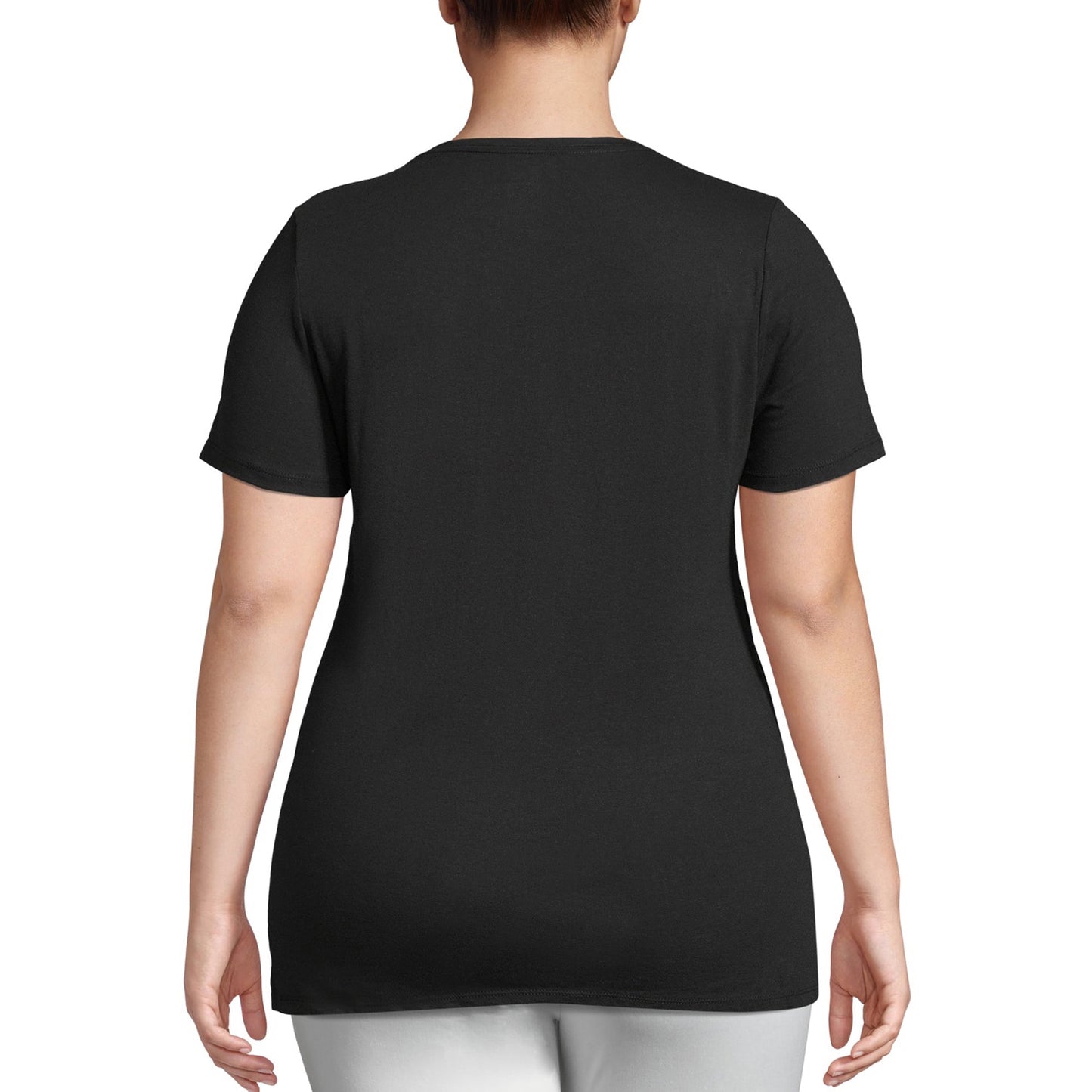 Just My Size Womens Plus Size Graphic Short Sleeve V-neck Tee