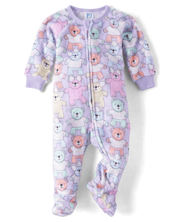 The Children’s Place Baby And Toddler Girls Bear Fleece Footed One Piece Pajamas