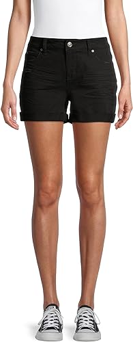 Time and Tru Womens Mid Rise Shorts with Double Roll Cuffs