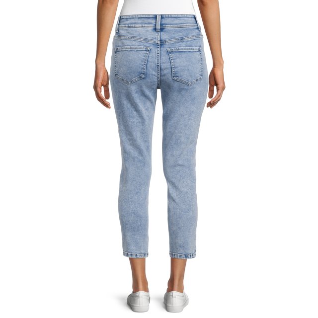 Time and Tru Womens 2-Button Stretch Denim Capri Pants