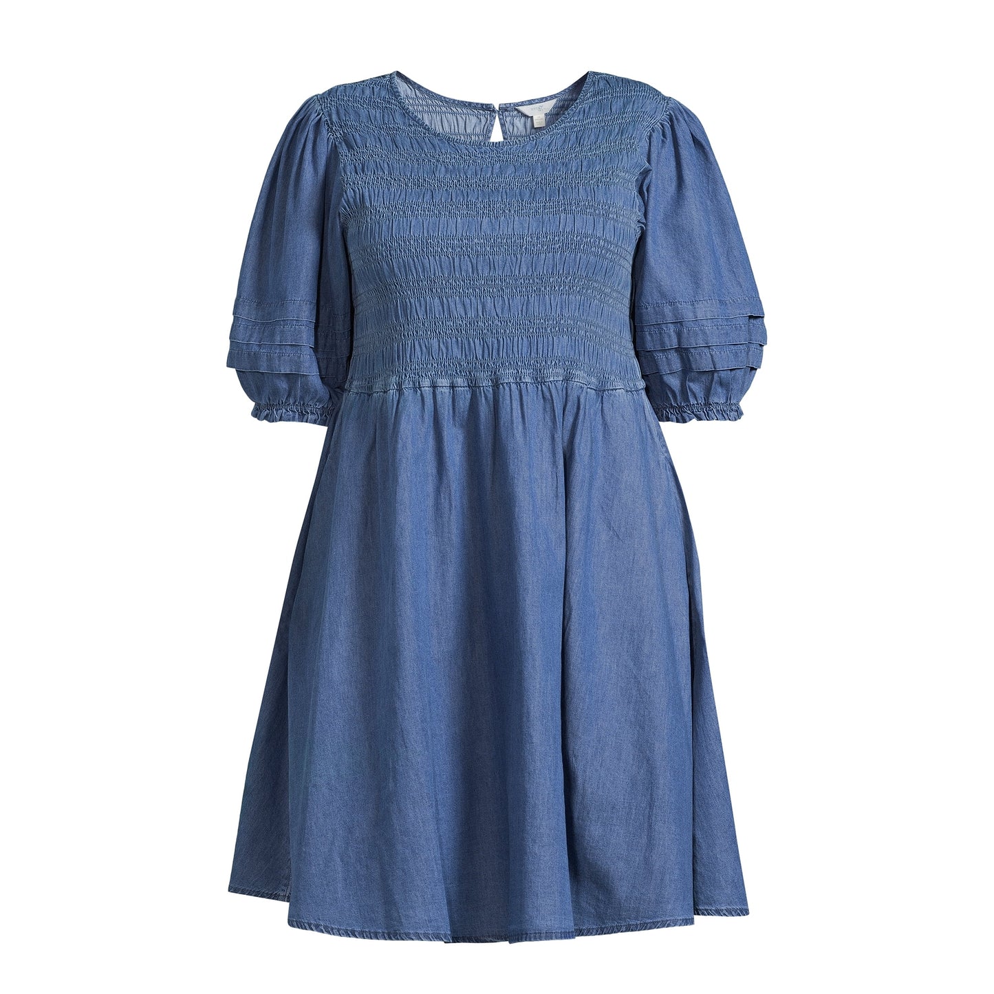 Terra & Sky Women's Plus Smocked Dress with Puff Sleeves