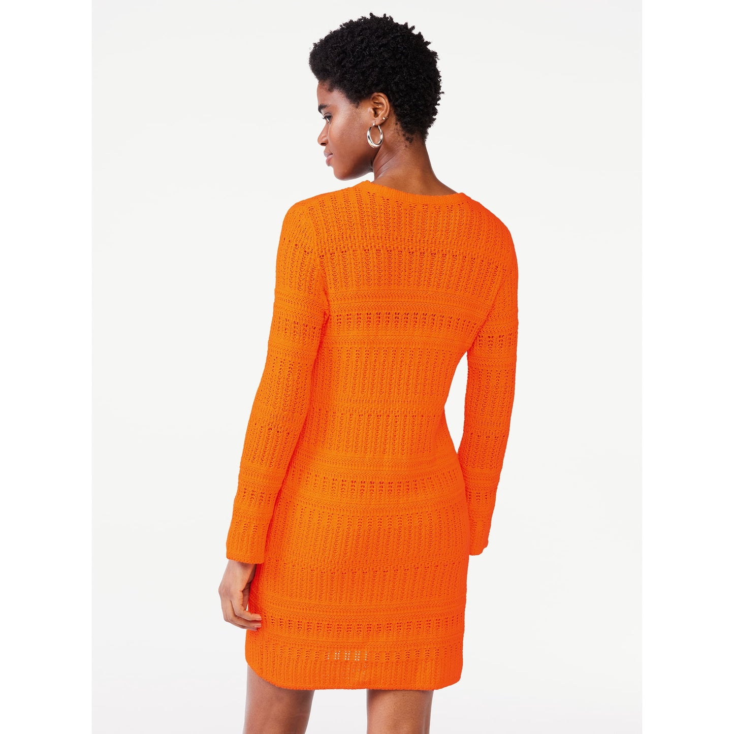 Scoop Womens Loose Fit Crochet Dress, Above Knee Length