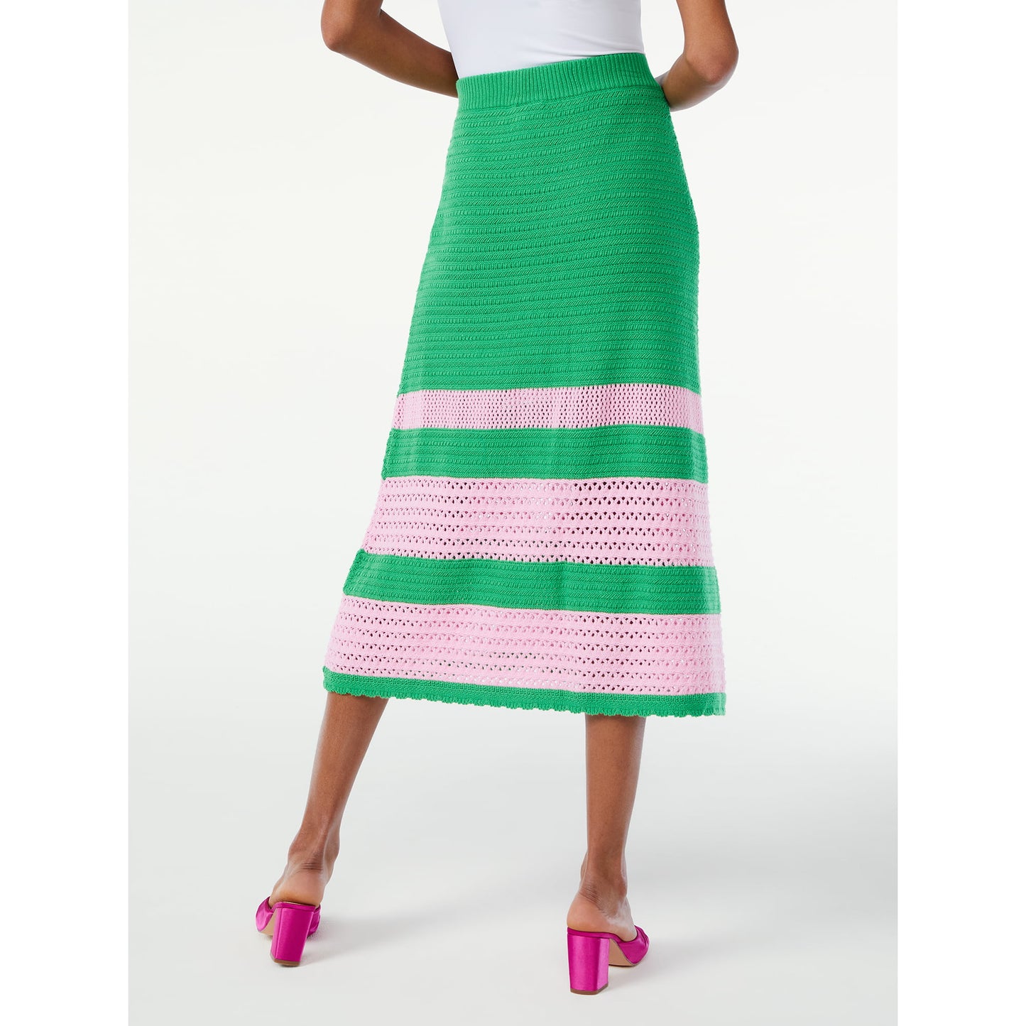 Scoop Women's Crochet Stripe Midi Skirt