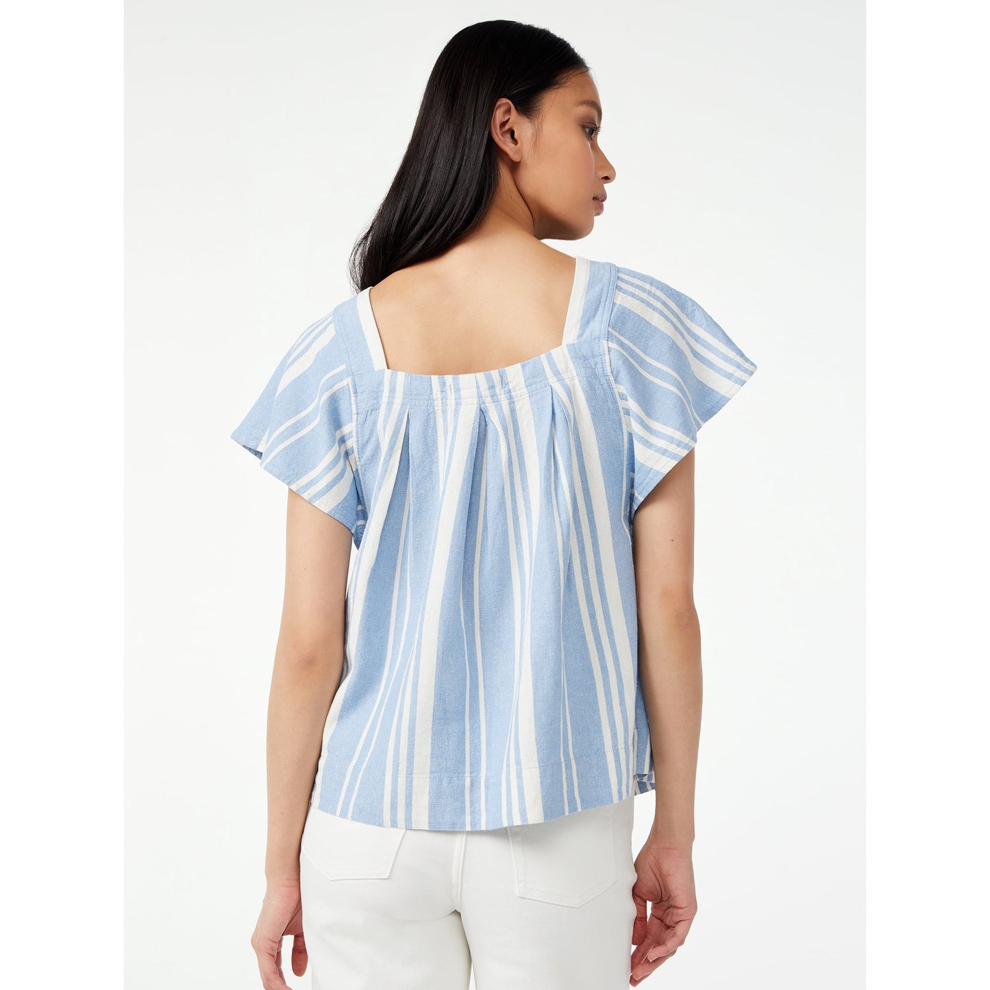Free Assembly Womens Square Neck Flutter Sleeve Top