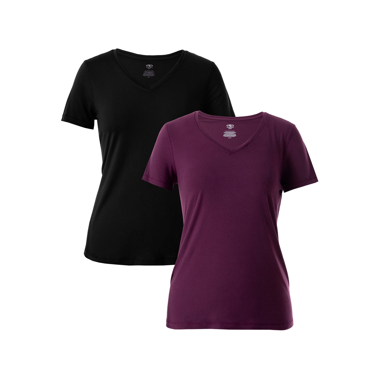 Athletic Works Womens Core Active Short Sleeve V-Neck T-Shirt, 2-Pack
