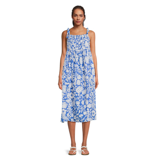 Beachlunchlounge Womens Print Ruched Midi Dress,