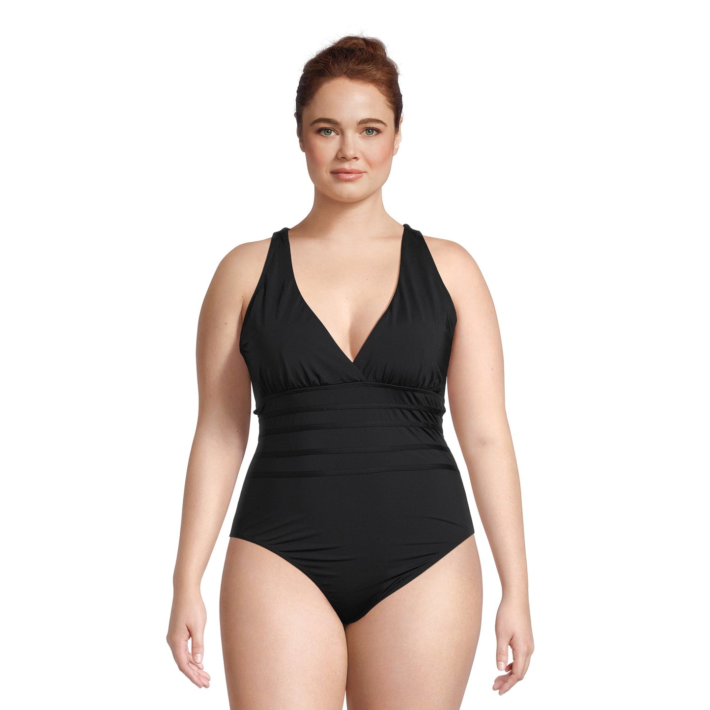 Catherine Malandrino Womens One Piece Plunge Swimsuit with Strappy Back