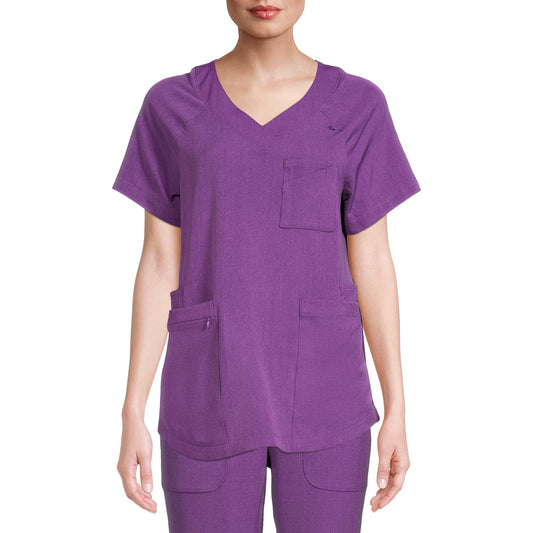 ClimateRight by Cuddl Duds Short Sleeve V-Neck Scrub Top 