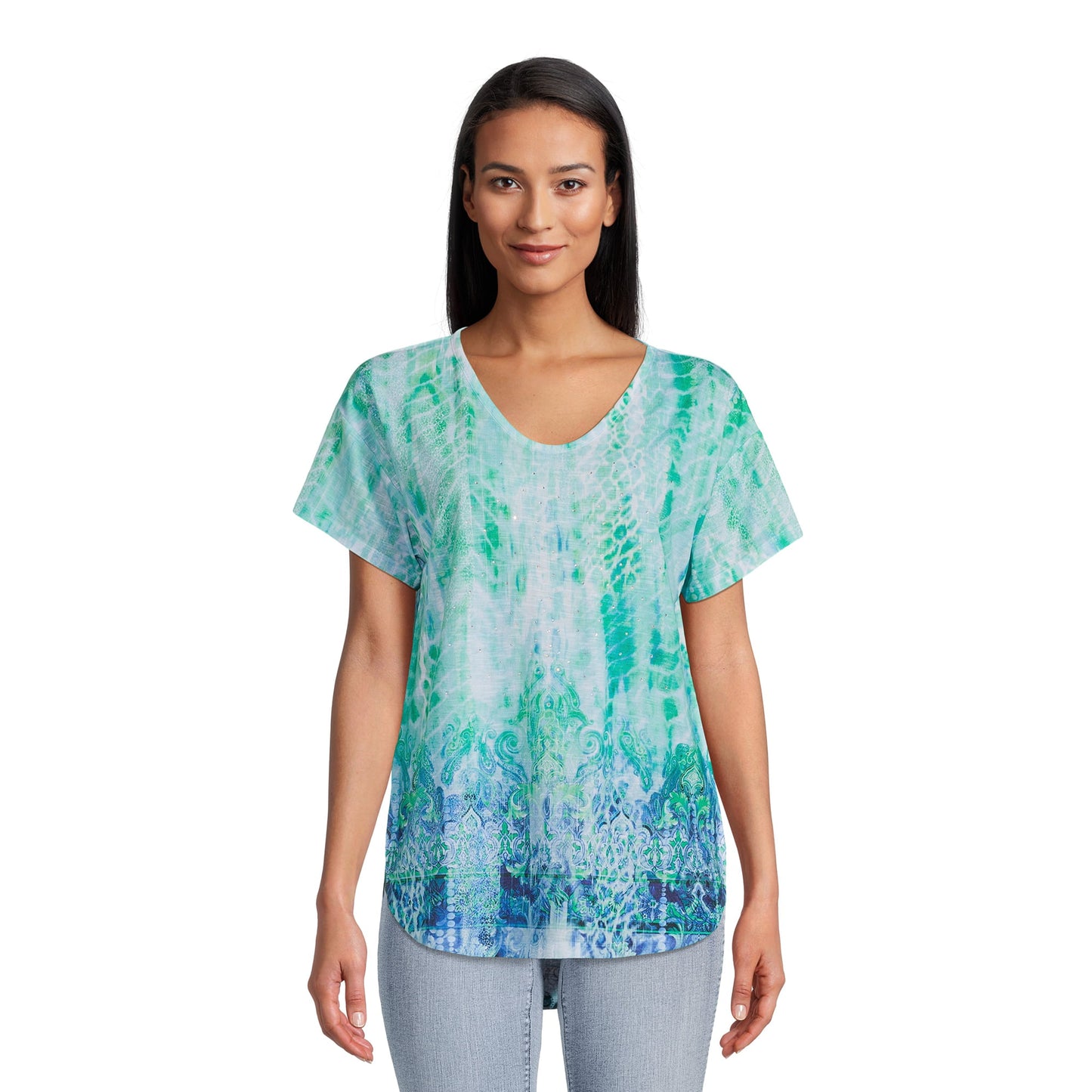 Concepts Women's Sublimation Print Top with Short Sleeves