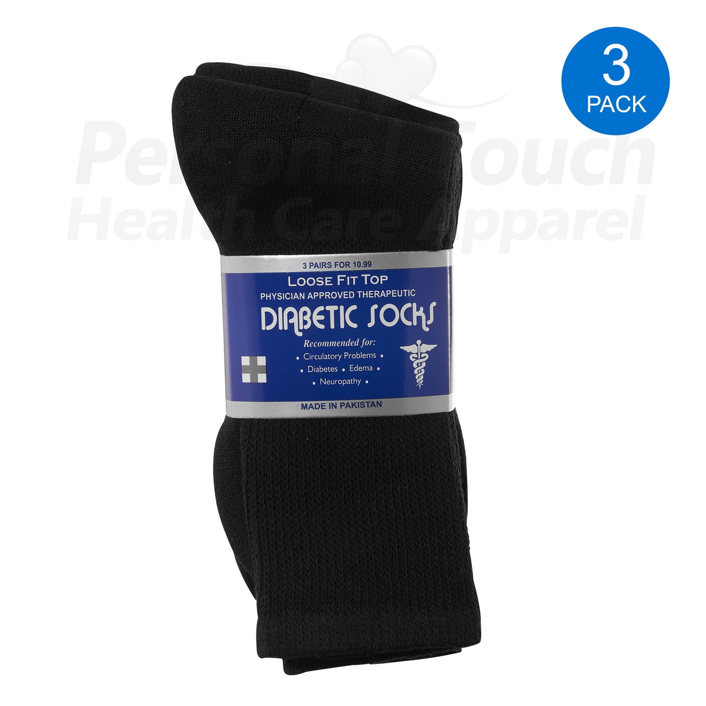 Diabetic Socks Men's & Women Crew Style Physicians Approved Socks, 3 Pairs,