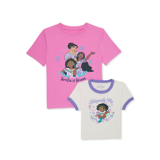 Encanto Girls Graphic Tee with Short Sleeves, 2 Pack,