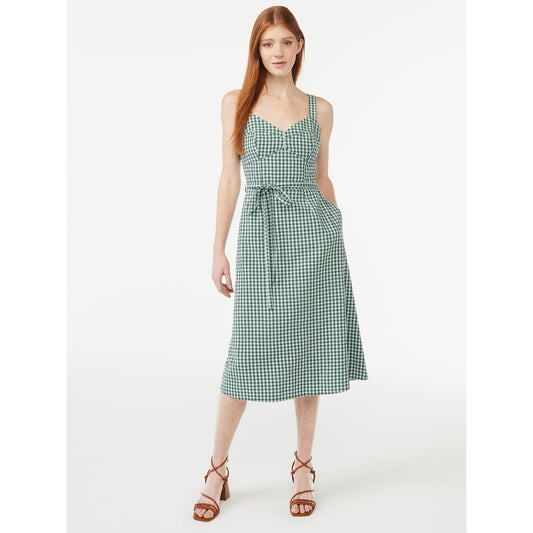 Free Assembly Womens Midi Sundress with Tie Belt,