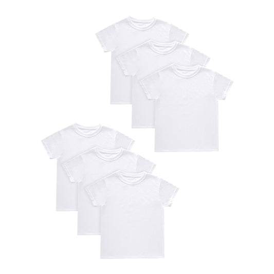 Hanes Boys White Crew T-Shirt Undershirts, 5+1 Bonus Pack
