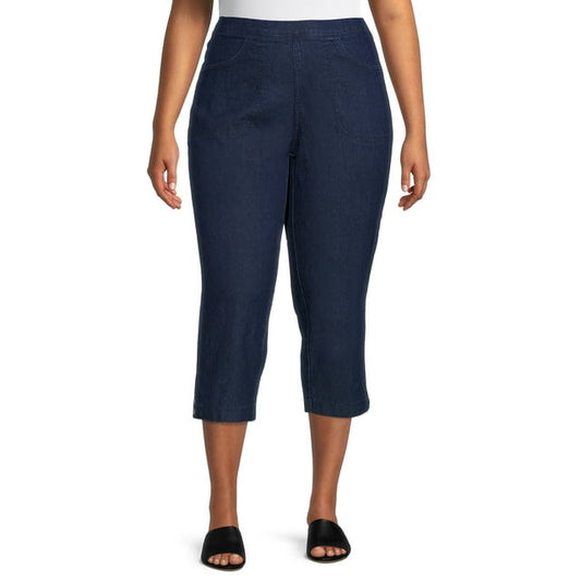 Just My Size Womens Plus Size Snap Hem Pull on Crop Pant