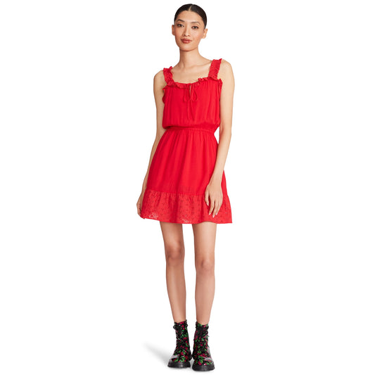 Luv Betsey By Betsey Johnson Womens Eyelet Ruffle Dress