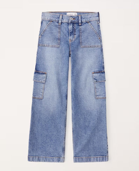 Abercrombie kids high rise wide leg jeans
