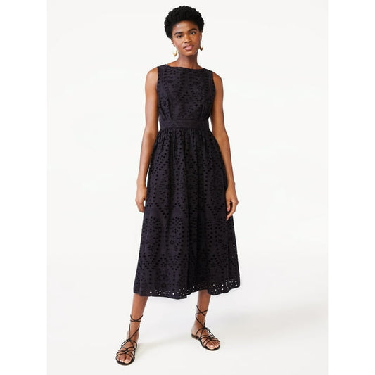 Scoop Women's Eyelet Midi Dress