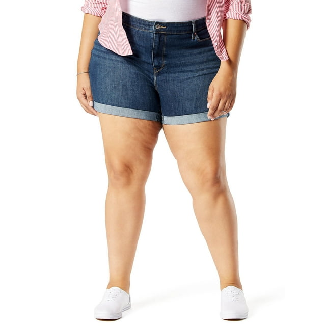 Signature by Levi Strauss & Co. Womens Plus Size Mid Rise 5-Inch Cuffed Shorts