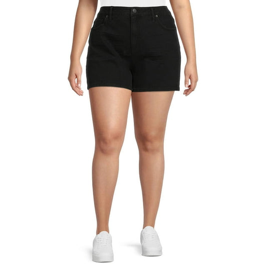 Terra & Sky Women's Plus Size High Rise Mom Jean Shorts